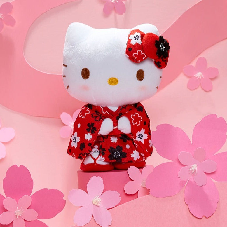 Hello Kitty 8&quot; Red Kimono Standing Plush (Blushing Sakura) Plush NAKAJIMA CORPORATION   