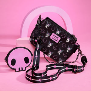 Kuromi x Loungefly Skully Convertible Crossbody Bag With Coin Purse Bags Loungefly