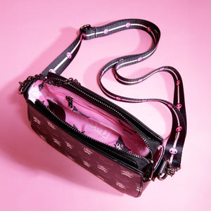 Kuromi x Loungefly Skully Convertible Crossbody Bag With Coin Purse Bags Loungefly