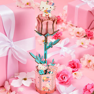Hello Kitty Pink Rose 3D Wooden Puzzle Toys&Games HANDS CRAFT