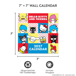 Hello Kitty and Friends 2027 Petite Retro Wall Calendar