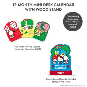 Hello Kitty and Friends 2027 Retro Mini Desk Calendar with Wood Stand