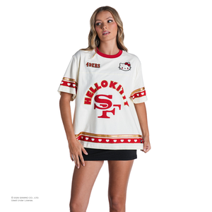 Hello Kitty x The Wild Collective San Francisco 49ers Drop Shoulder Boyfriend Tee Apparel The Wild Collective
