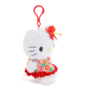 Hello Kitty White Plush Mascot Clip (Island Hibiscus Series) Plush NAKAJIMA CORPORATION