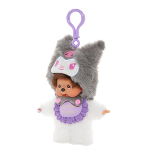 Kuromi x Monchhichi Plush Mascot Keychain (Monchhichi) Accessory Aliquantum International Inc