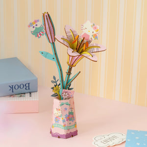 Keroppi & Hello Kitty Lily 3D Wooden Flower Puzzle Kit Toys&Games Hands Craft