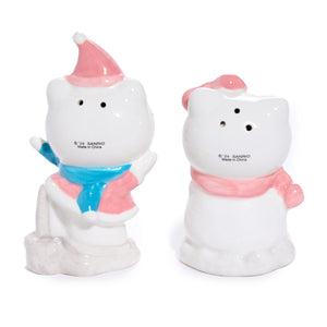 Hello Kitty Ceramic Holiday Salt & Pepper Set (Snow Play) Seasonal Blue Sky Clayworks