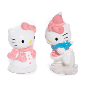 Hello Kitty Ceramic Holiday Salt & Pepper Set (Snow Play) Seasonal Blue Sky Clayworks