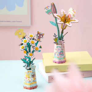 Pompompurin & Chococat Chamomile 3D Wooden Flower Puzzle Kit Toys&Games Hands Craft