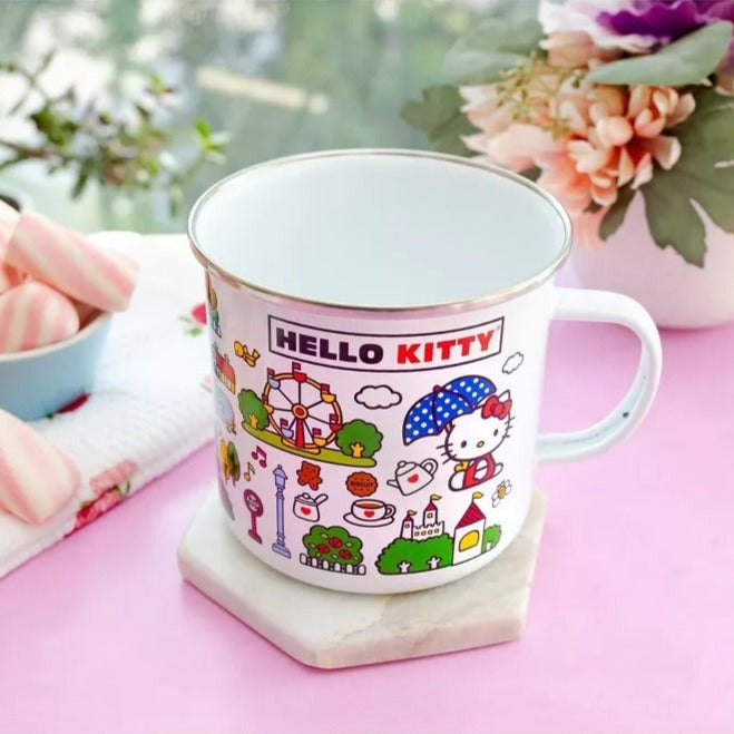 Hello Kitty Enamel Camper Coffee Mug Home Goods Silver Buffalo LLC   