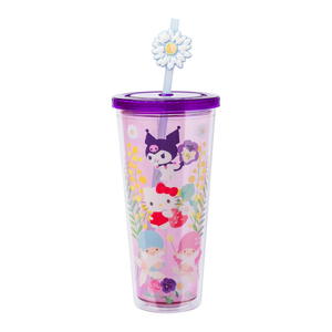 Hello Kitty and Friends 24oz Floral Travel Tumbler Home Goods Silver Buffalo