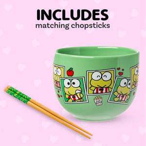 Keroppi Ceramic Ramen Bowl and Chopstick Set (Snap Shots) Home Goods Silver Buffalo