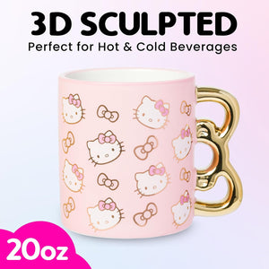 Hello Kitty Sculpted Bow Ceramic Mug (Pink & Gold) Home Goods Silver Buffalo