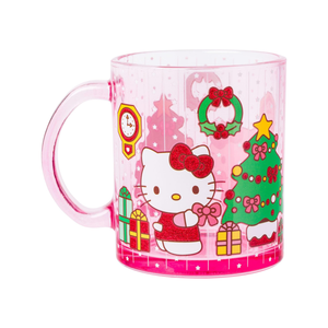 Hello Kitty Pink Glass Mug (Holiday Glitter) Seasonal Silver Buffalo