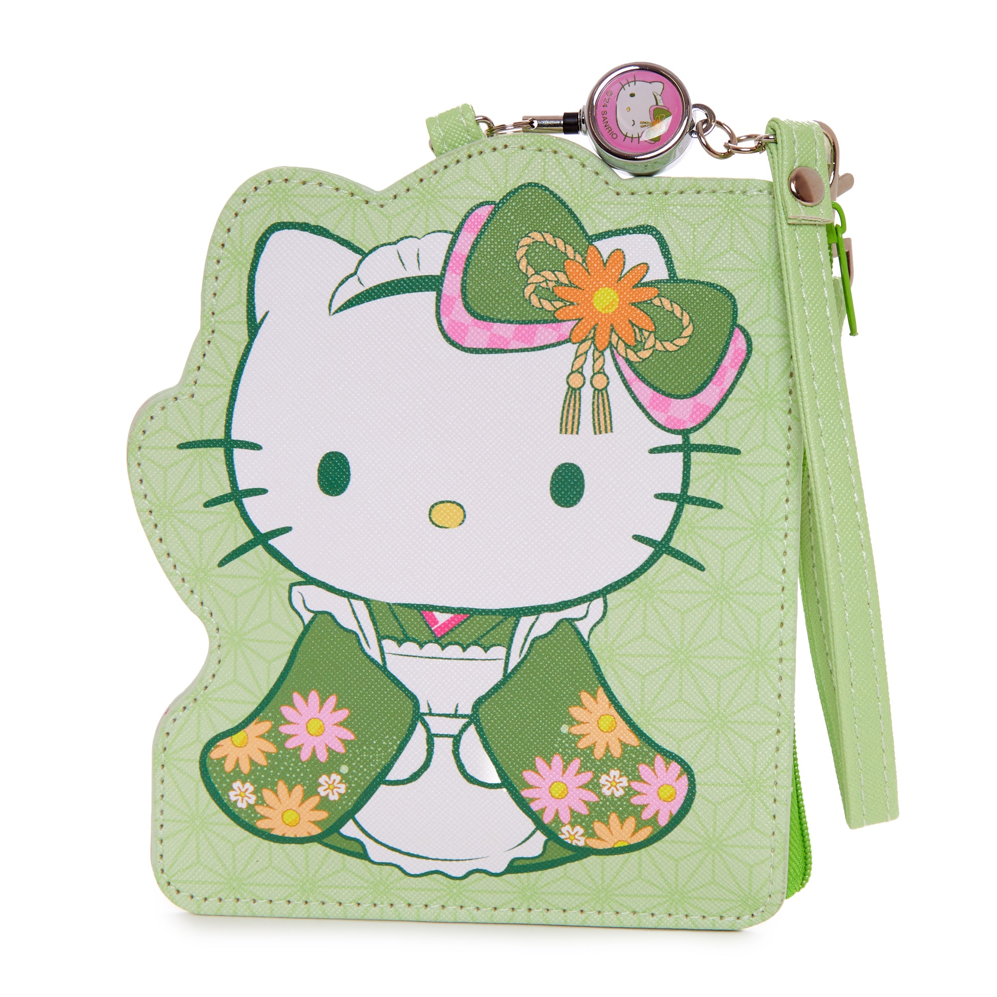 Hello Kitty Card Case with Key Reel (Matcha Sweets Series) Accessory NAKAJIMA CORPORATION   