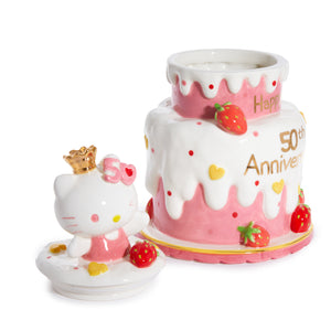 Hello Kitty 50th Anniversary Ceramic Cake Cookie Jar Home Goods Blue Sky Clayworks   
