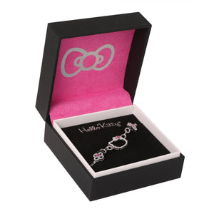 Hello Kitty Quatrefoil Sterling Silver Bracelet (Pink & White Sapphire) Jewelry JACMEL JEWELRY INC
