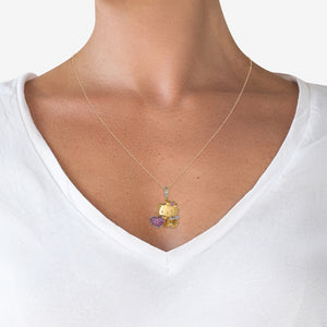 Hello Kitty 18" Two-Tone Gold Plated Angel Necklace (Pink & White Sapphire) Jewelry JACMEL JEWELRY INC