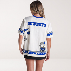Hello Kitty x The Wild Collective Dallas Cowboys Drop Shoulder Boyfriend Tee Apparel The Wild Collective
