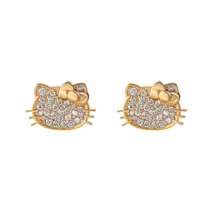 Hello Kitty 14K Yellow Gold Pavé Diamond Stud Earrings Jewelry JACMEL JEWELRY INC   