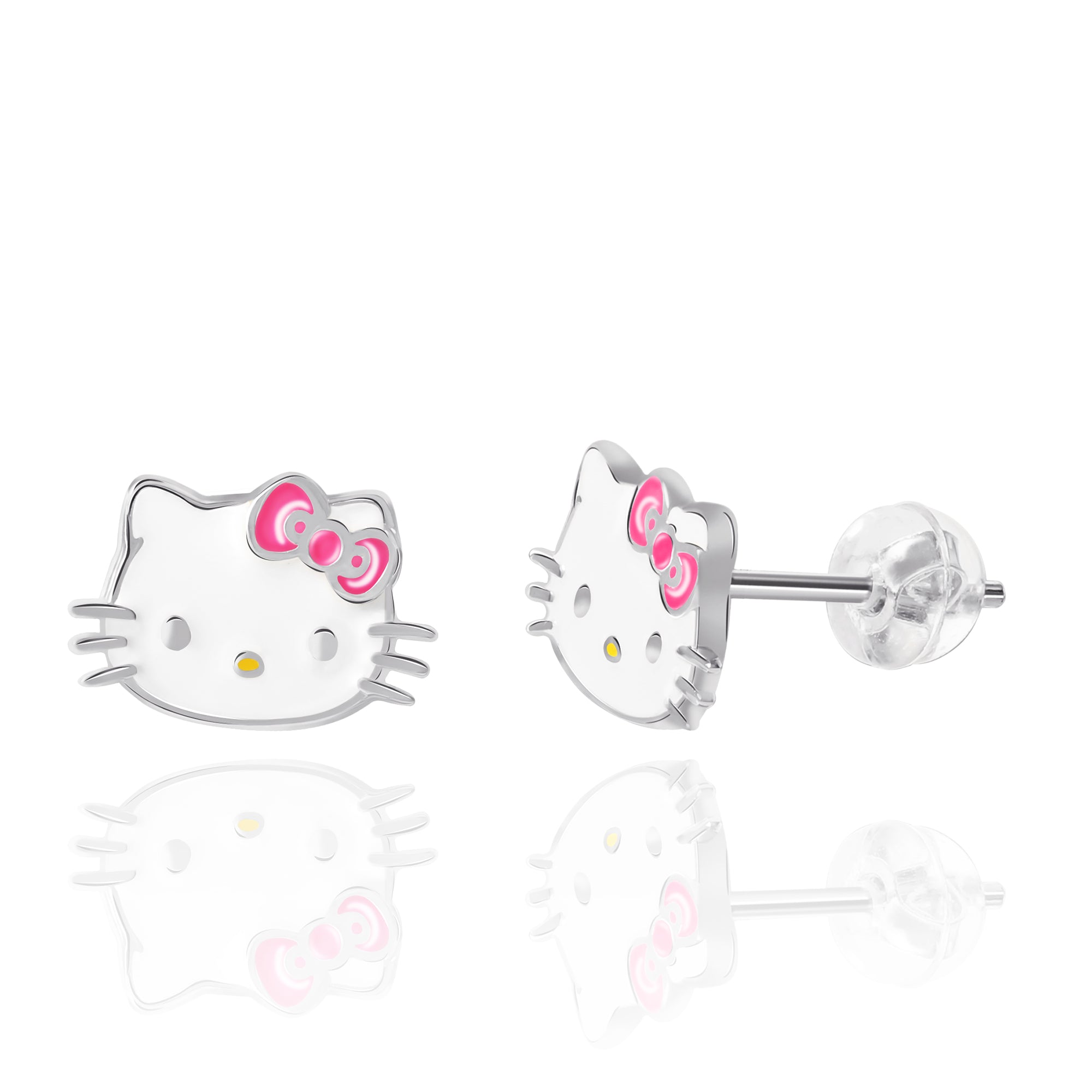 Hello Kitty Sterling Silver Enamel Stud Earrings Jewelry JACMEL JEWELRY INC   