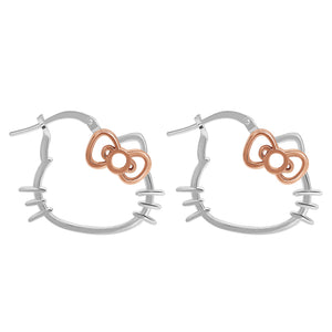 Hello Kitty Sterling Silver Hoop Earrings Jewelry JACMEL JEWELRY INC