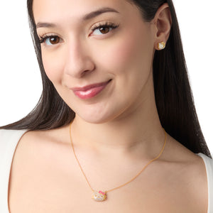 Hello Kitty 18” Gold Plated Face Pave 3D Necklace