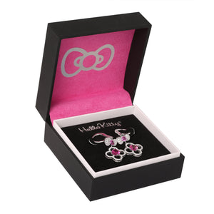Hello Kitty Quatrefoil Sterling Silver Drop Earrings (Pink & White Sapphire) Jewelry JACMEL JEWELRY INC