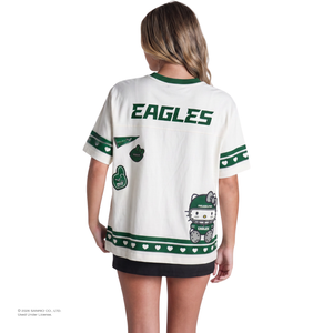 Hello Kitty x The Wild Collective Philadelphia Eagles Drop Shoulder Boyfriend Tee Apparel The Wild Collective