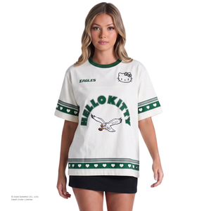 Hello Kitty x The Wild Collective Philadelphia Eagles Drop Shoulder Boyfriend Tee Apparel The Wild Collective