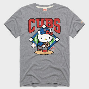 Hello Kitty x Chicago Cubs Pitch Tee (Adult - Unisex) Apparel HOMAGE Grey XS