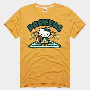 Hello Kitty x Green Bay Packers Football Tee (Adult- Unisex) Apparel HOMAGE Gold XS