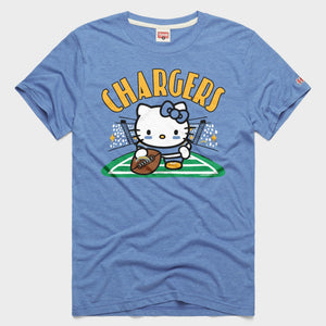 Hello Kitty x Los Angeles Chargers Snap Tee (Adult- Unisex) Apparel HOMAGE Light Blue XS