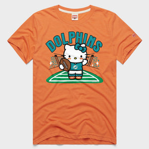 Hello Kitty x Miami Dolphins Football Tee (Adult- Unisex) Apparel HOMAGE Orange XS