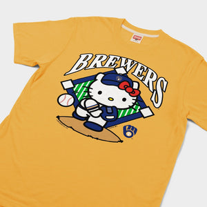 Hello Kitty x Milwaukee Brewers Pitch Tee (Adult- Unisex) Apparel HOMAGE