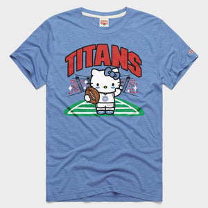 Hello Kitty x Tennessee Titans Football Tee (Adult- Unisex) Apparel HOMAGE Light Blue XS