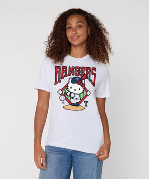 Hello Kitty x Texas Rangers Swing Tee (Adult- Unisex) Apparel HOMAGE