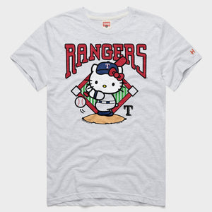Hello Kitty x Texas Rangers Swing Tee (Adult- Unisex) Apparel HOMAGE Ash XS