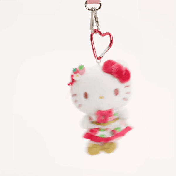 Hello Kitty Plush Mascot Keychain (Strawberry News 50th Anniversary)