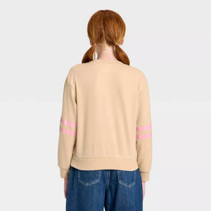 Hello Kitty Girls Floral Patch Fleece Sweater Apparel Mad Engine Global LLC