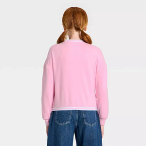 Hello Kitty and Friends Girls Chenille Patch Fleece Cardigan Apparel Mad Engine Global LLC