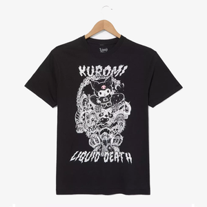 Kuromi x Liquid Death Tonal Portrait T-Shirt (Black) Apparel Culture Studio