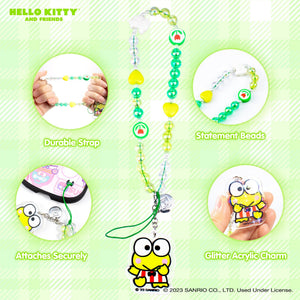 Keroppi Beaded Charm Mobile Phone Wrist Strap Accessory Hamee.com - Hamee US
