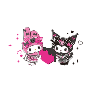 My Melody 50th Anniversary and Kuromi 20th Anniversary Tee (Hearts) Apparel Printful