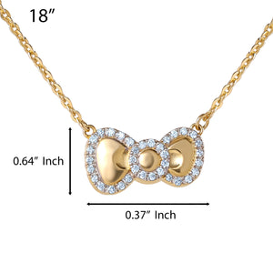 Hello Kitty 18" Two-Tone Gold Plated Bow Necklace (White Sapphire) Jewelry JACMEL JEWELRY INC