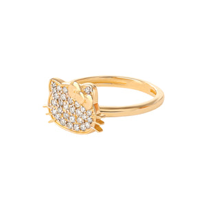 Hello Kitty 14K Yellow Gold Pavé Diamond Ring (Size 7 Only) Jewelry JACMEL JEWELRY INC