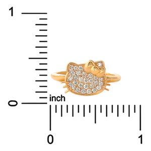 Hello Kitty 14K Yellow Gold Pavé Diamond Ring (Size 7 Only) Jewelry JACMEL JEWELRY INC