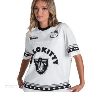 Hello Kitty x The Wild Collective Las Vegas Raiders Drop Shoulder Boyfriend Tee Apparel The Wild Collective