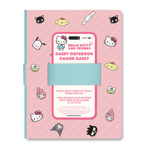 Hello Kitty and Friends x Studio Oh! Pink Pinstripe Casey Notebook with Phone Loop Stationery Studio Oh!