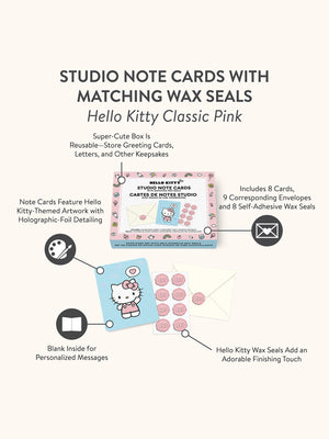 Hello Kitty x Studio Oh! Classic Pink 25-Pc Note Cards & Wax Seals Set